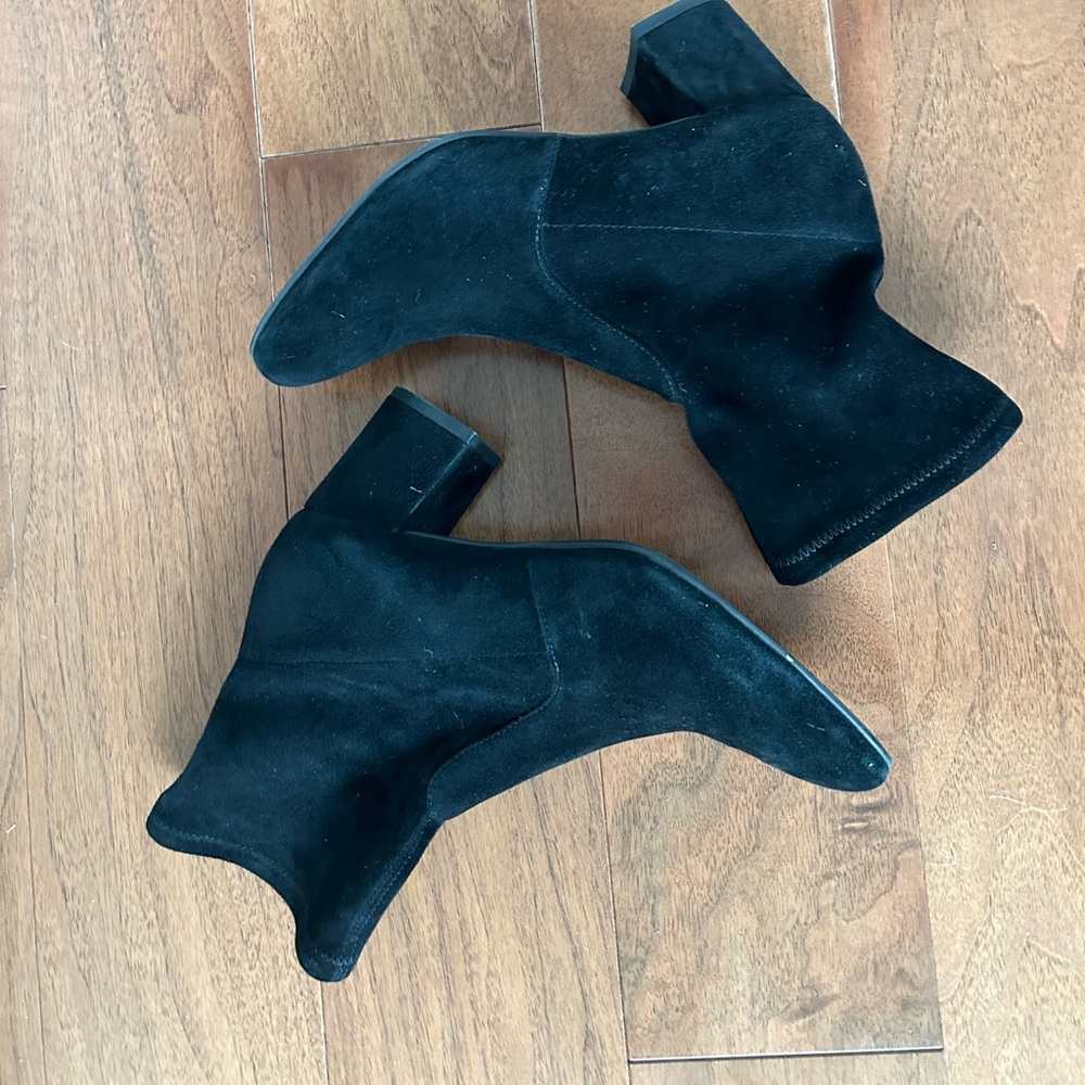 Stuart Weitzman black suede ankle bootie